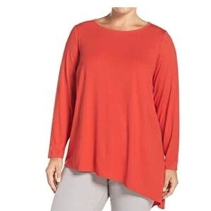 Eileen Fisher Tunic Top Womens Small Asymmetric Slant Hem Lagenlook Soft Stretch